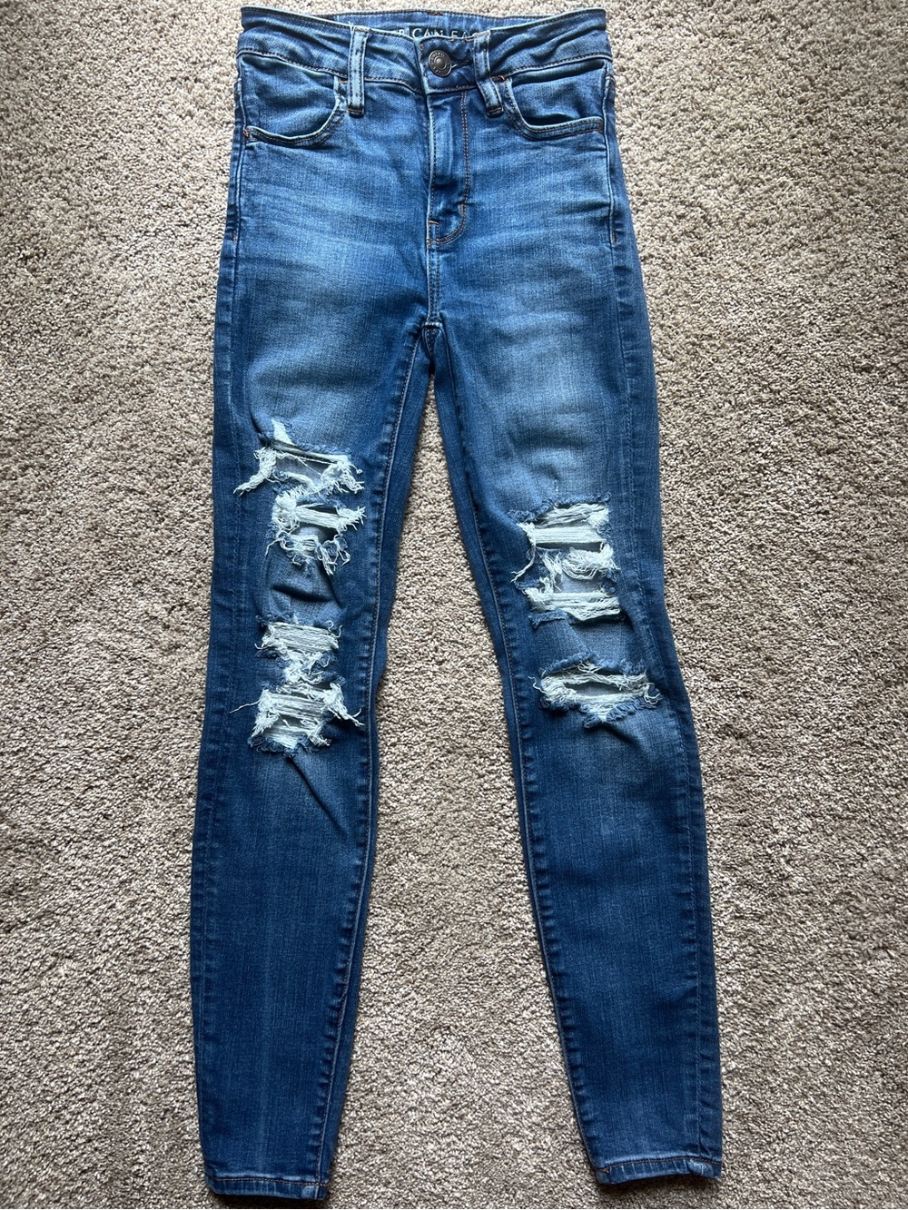 American Eagle Outfitters Distressed Hi-Rise Women’s 0 Blue Denim Jeggings